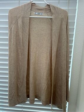 Mango Beige Open-Front Knit Cardigan